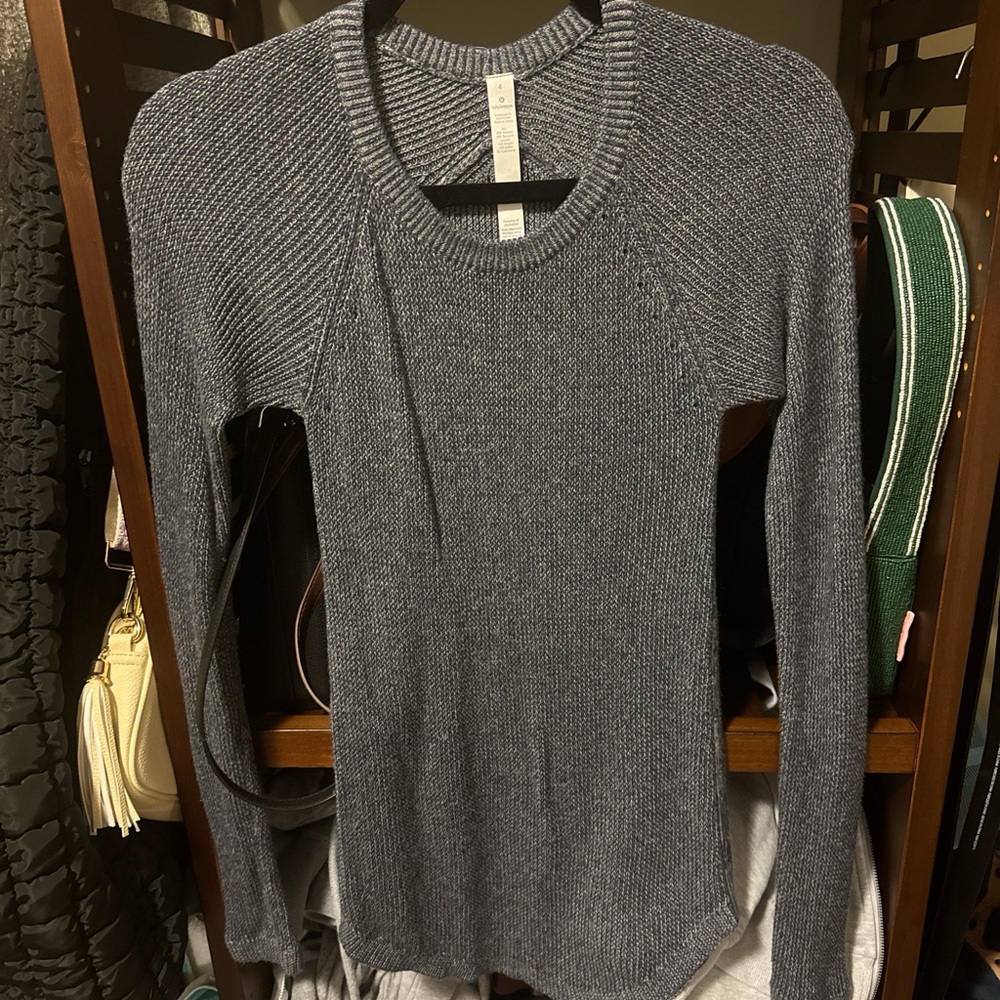 lululemon athletica Heathered blue Ribbed Crewneck Sweater
